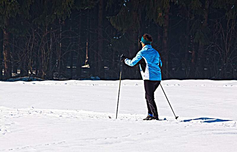 Cross Country Skiing Cross country skiier on a trail